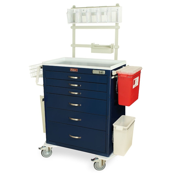 Harloff Tall Anesthesia Cart with MD30-ANS3 Package, Standard Width, Six Drawers, E-Lock MDS3030E06+MD30-ANS3 - main